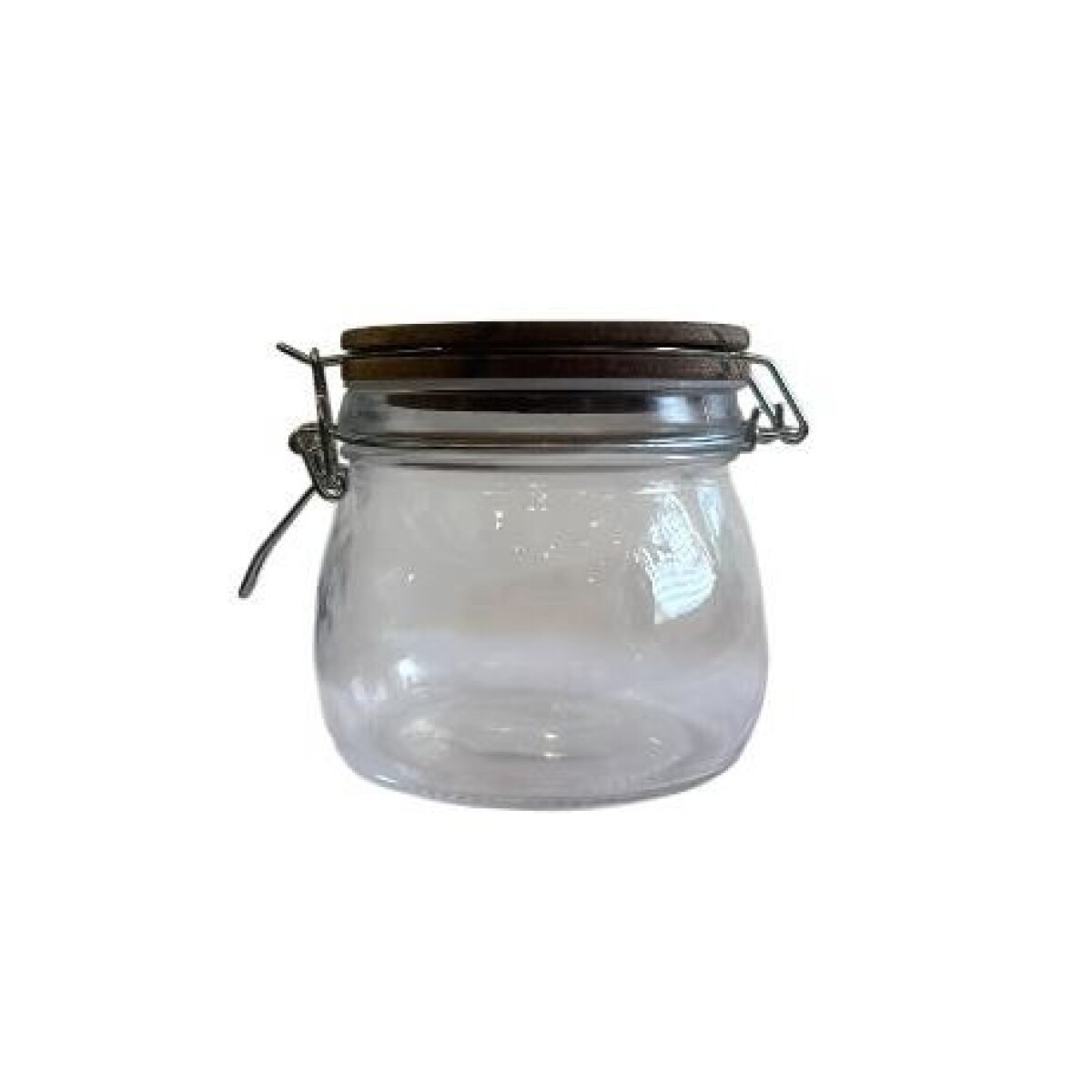 RECIPIENTE VIDRIO 500ML TAPA MADERA/BROCHE D11XH11CM 