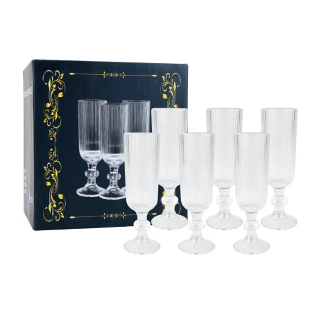 Set de 6 copas de champagne de vidrio labrado 200ml Set de 6 copas de champagne de vidrio labrado 200ml