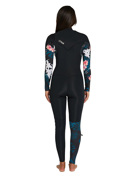 Bahia 3/2mm - Chest zip Hibisco Negro