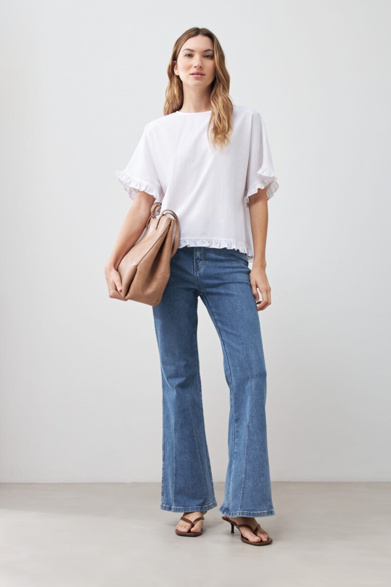 Blusa con volados blanco