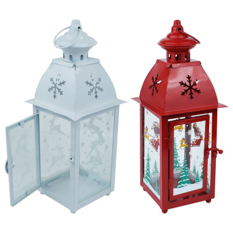 FAROL METAL NAVIDEÑO CON GLITTER 31.5CM ALTO 10X10CM BASE BLANCO O ROJO CAJA PVC 24565 FAROL METAL NAVIDEÑO CON GLITTER 31.5CM ALTO 10X10CM BASE BLANCO O ROJO CAJA PVC 24565