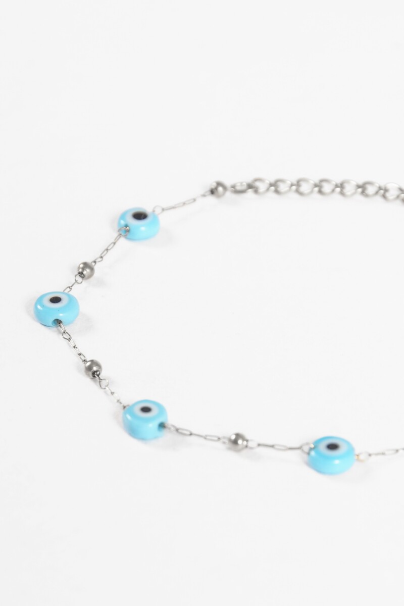 Pulsera acero ojitos plateado