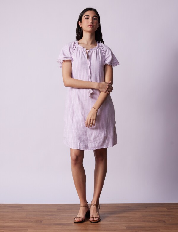 Vestido Lino Lineas LAVANDA