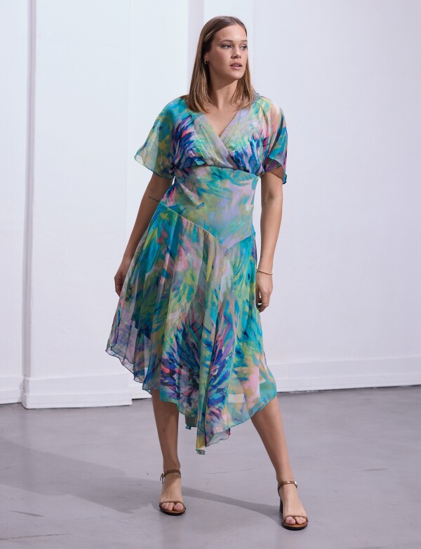 Vestido Gasa VERDE/MULTI