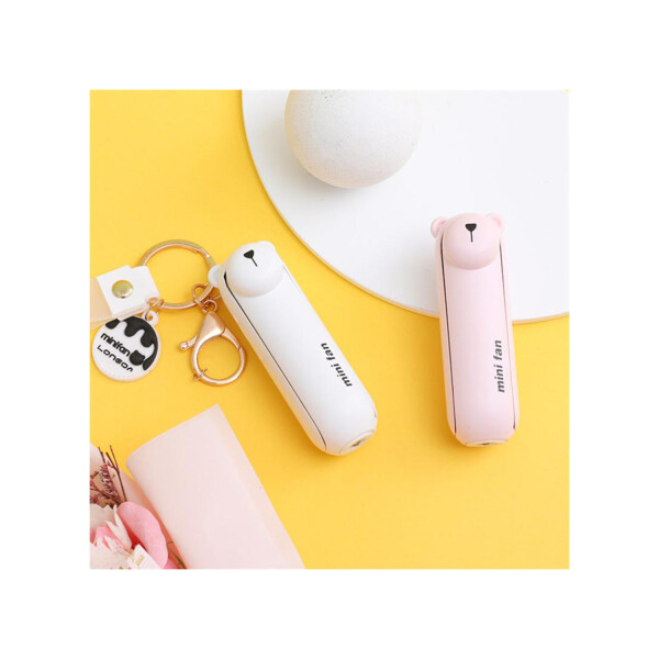 Mini Ventilador 2 en 1 Linterna Portatil Recargable Llavero Variante Color Blanco