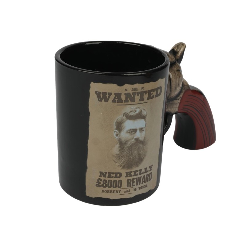 Taza Wanted con diseño de revolver Taza Wanted con diseño de revolver