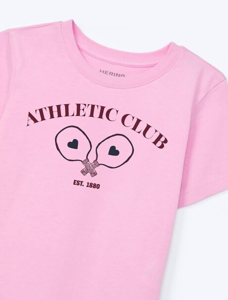 CAMISETA INFANTIL CON ESTAMPA ROSADO