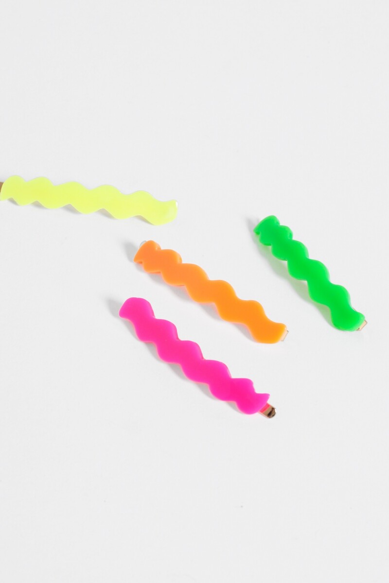 Set de cuatro horquillas onduladas multicolor