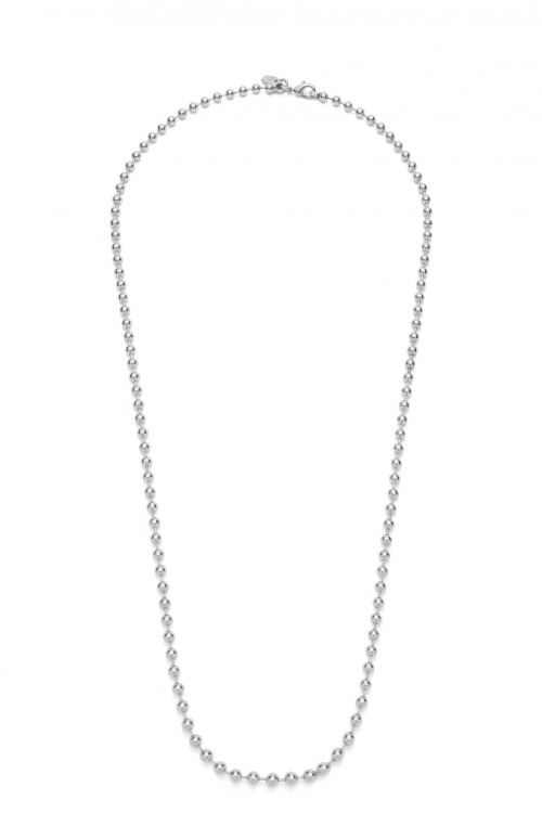 CADENA LARGA DE ALEACIÓN DE METALES BOLAS BAÑADA EN PLATA DE LEY Colgante