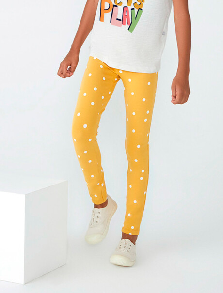 CALZA DE NIÑA ESTAMPADA SIN FELPA AMARILLO
