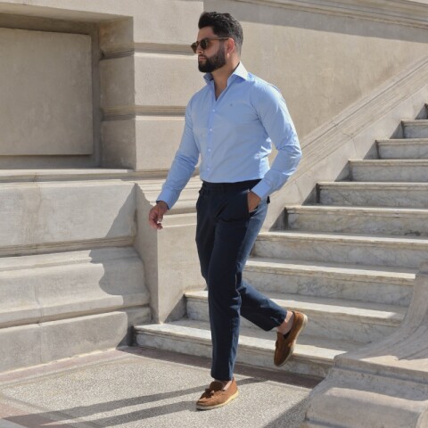 Pantalón pinzas Azul marino