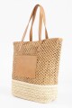 Bolso de raffia combinado tostado
