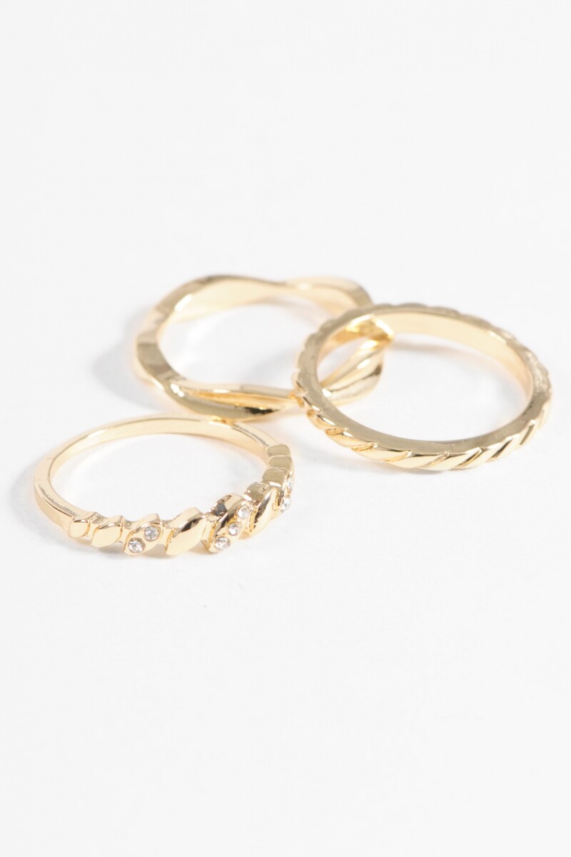 Set anillos wavy dorado