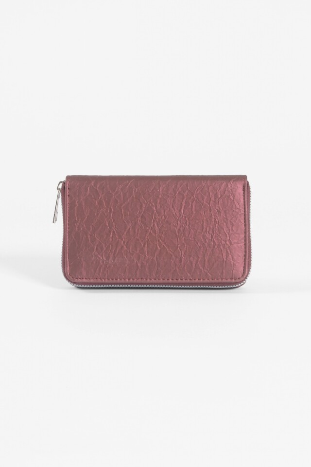 Billetera rectangular con cierre bordo