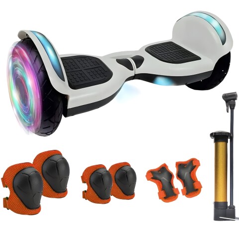 Skate Electrico Hoverboard Musica Bluetooth Luz Patineta 10" Variante Color Blanco