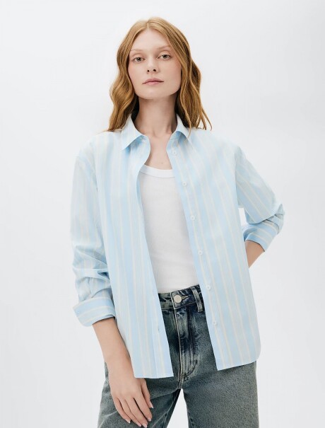 CAMISA MANGA LARGA CELESTE