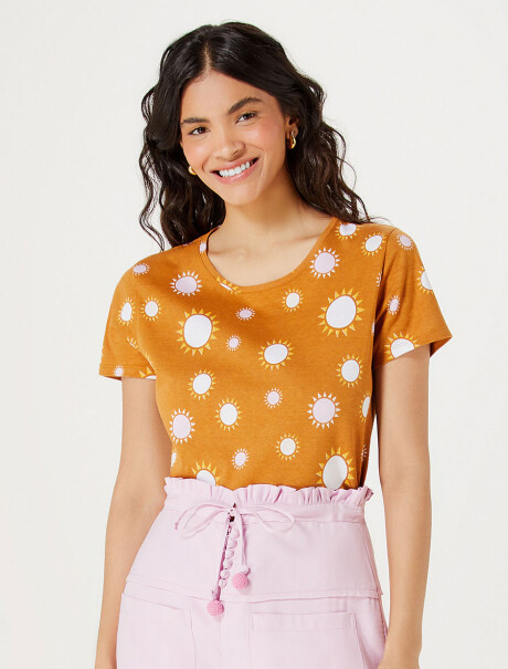 CAMISETA FEMENINA ESTAMPADA NARANJA OSCURO