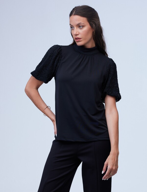 Blusa Manga Encaje NEGRO
