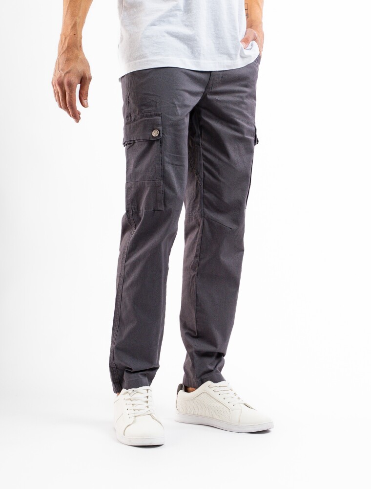 Pantalón Algodón Cargo Slim Gris