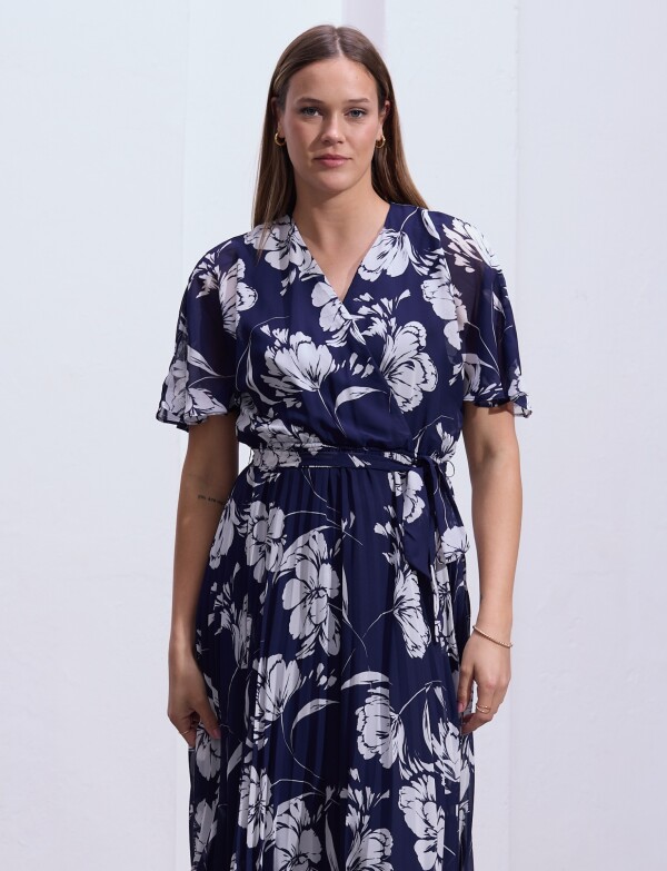 Vestido Maxi Cruzado AZUL/BLANCO