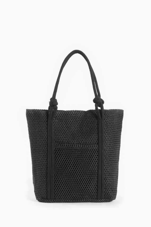 Bolso tote tejido negro