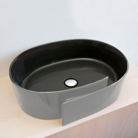 Bacha espiral de loza negra mate de apoyo 56x42x17 000