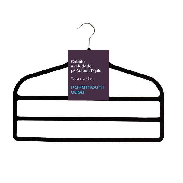 PERCHA AFELPADA PARA PANTALONES TRIPLE 45 CM NEGRA PERCHA AFELPADA PARA PANTALONES TRIPLE 45 CM NEGRA