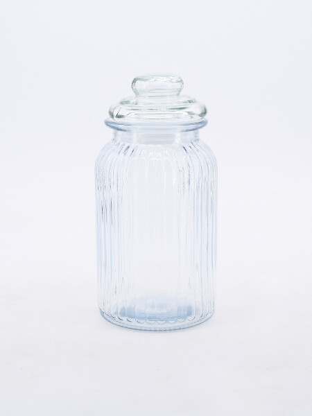 FRASCO DE VIDRIO CON TAPA TRANSPARENTE