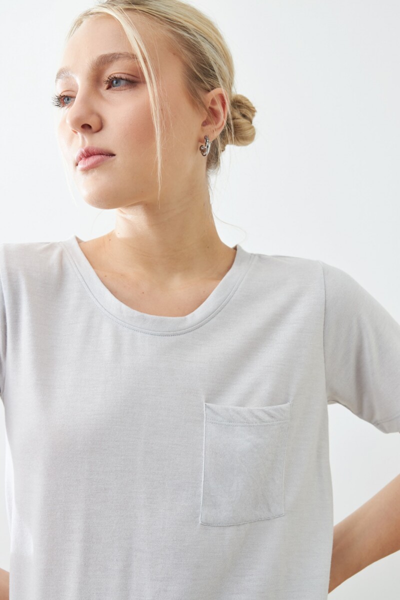 Remera con lurex gris melange