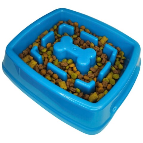 Plato Come Lento Mascota Grande Comedero Alimento Perro Gato Color Variante Azul