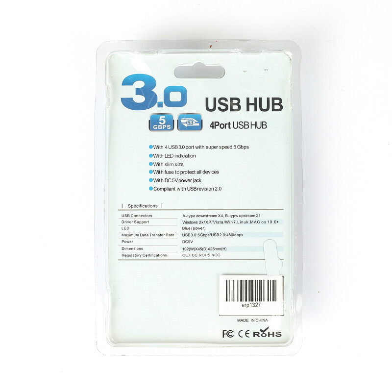 Adaptador USB 303 HUB 4 puertos 3.0 con led Adaptador USB 303 HUB 4 puertos 3.0 con led