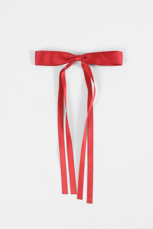Broche moña larga rojo