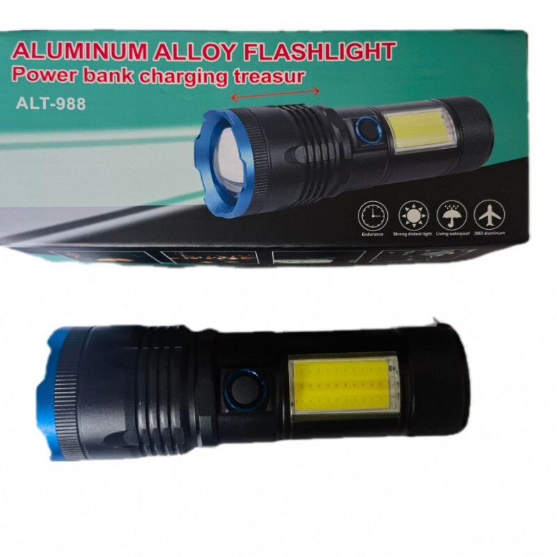 Linterna doble luz ALT988 aluminio para camping con zoom Linterna doble luz ALT988 aluminio para camping con zoom