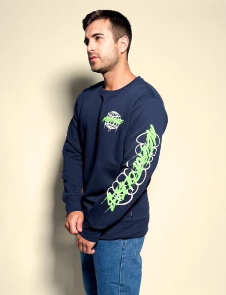 Buzo cuello a la base estampado Rami Azul