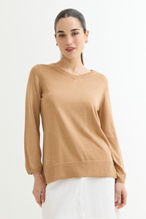 Sweater con crochet KHAKI