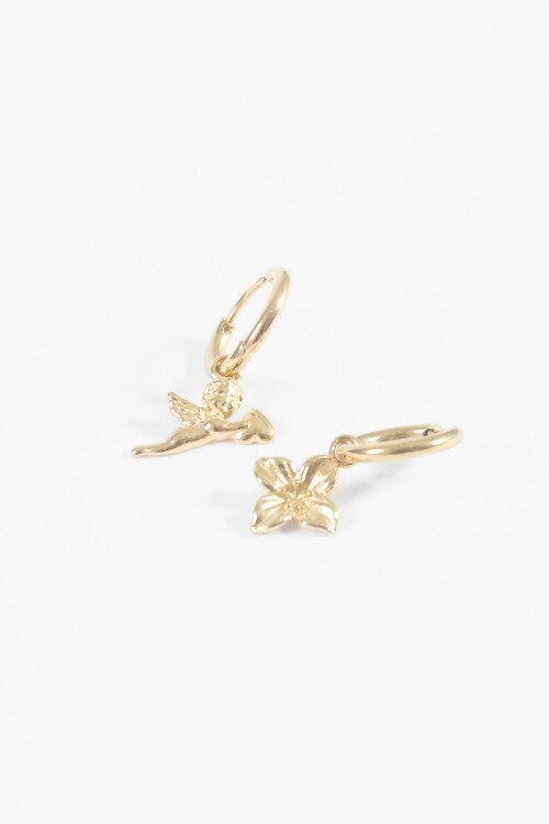 Aros acero con dijes dorado