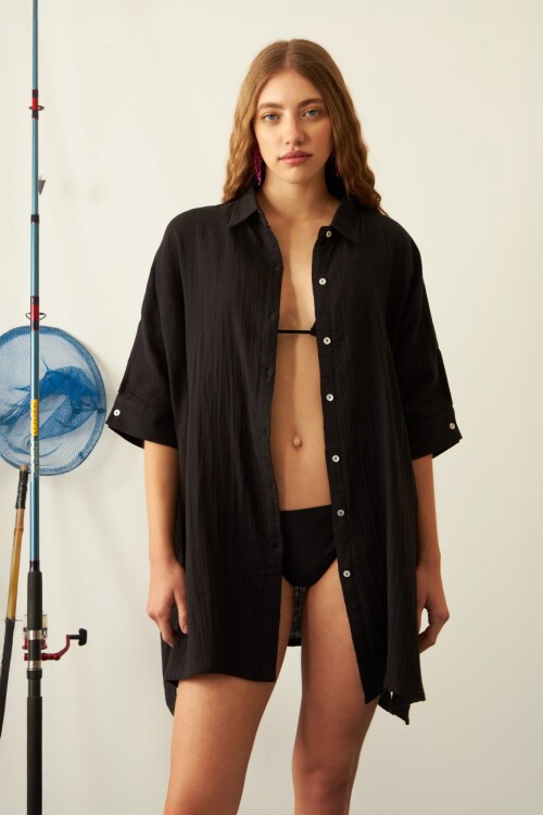 Camisas con botones de carey negro