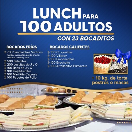 Lunch para 100 adultos Lunch para 100 adultos