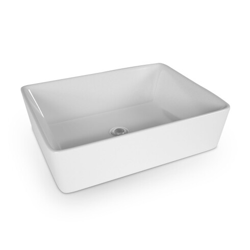 Bacha Rectangular De Loza Blanca Para Apoyar 48X37X13 No Incluye Valvula 000