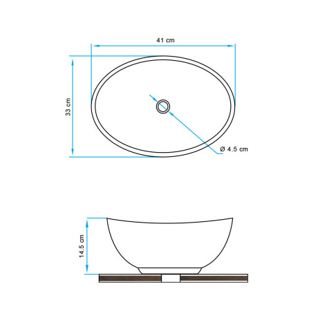 Bacha De Apoyo Negra Brillo Veteada 41X33X14.5 Incl Popup GAMAS DE NEGRO