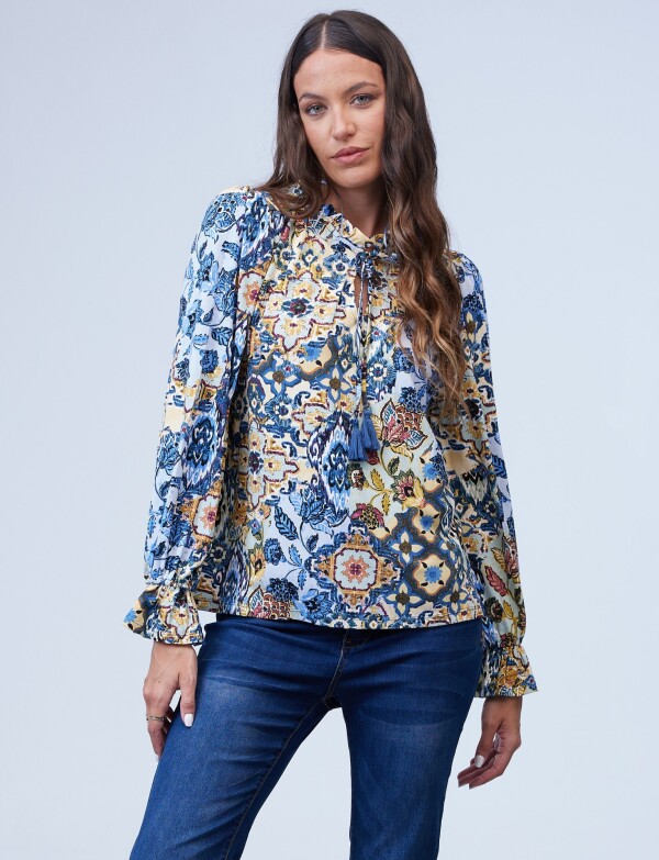 Blusa Floral Print MULTI/AZUL