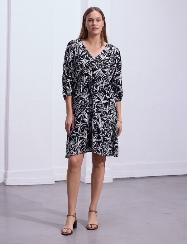 Vestido Esc V NEGRO/BLANCO