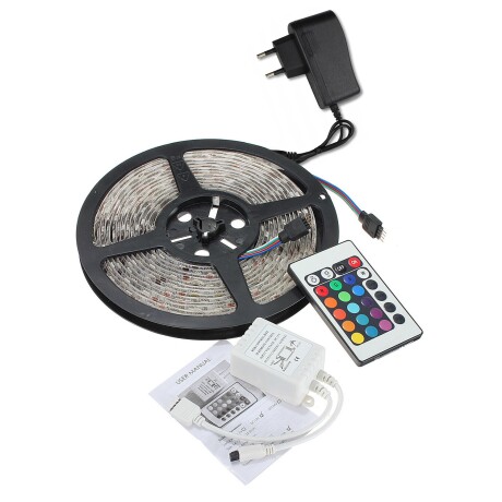 Kit Tira Rollo Led Rgb 5 Mts Con Control Y Efectos 220v Kit Tira Rollo Led Rgb 5 Mts Con Control Y Efectos 220v