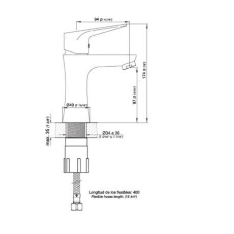 GRIFERIA DE LAVATORIO MONOCOMANDO CROMO FV 000