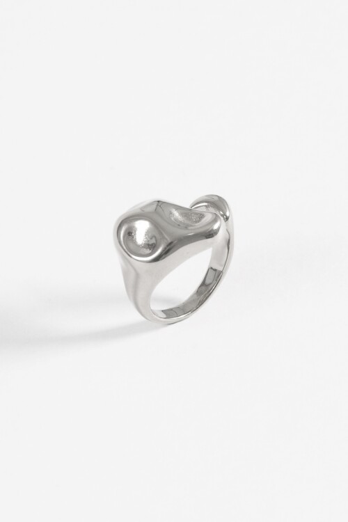 Anillo texture acero plateado
