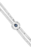 PULSERA DE BOLAS DOBLE DE ALEACIÓN DE METALES BAÑADA EN PLATA CON DETALLE DE OJO Y CRISTAL EN AZUL Pulsera