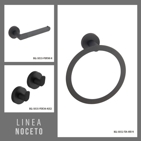 Set De Accesorios Aqualia Bgl, Incl,Uye 2 Perchas, Toallero Aro Y Portarollo Negro Mate 000
