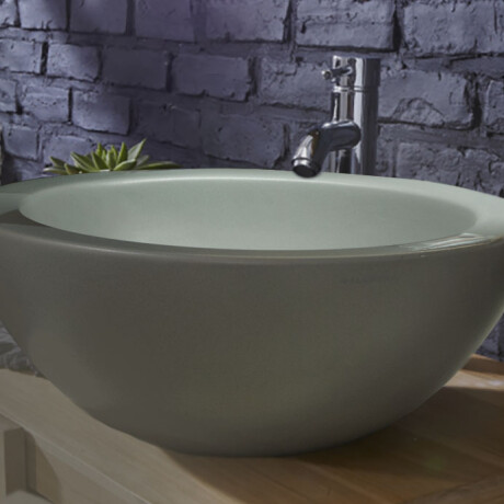 Bacha circular gris mate de apoyar 50 diá x 20 000