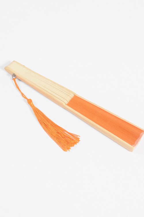 Abanico Bambú naranja