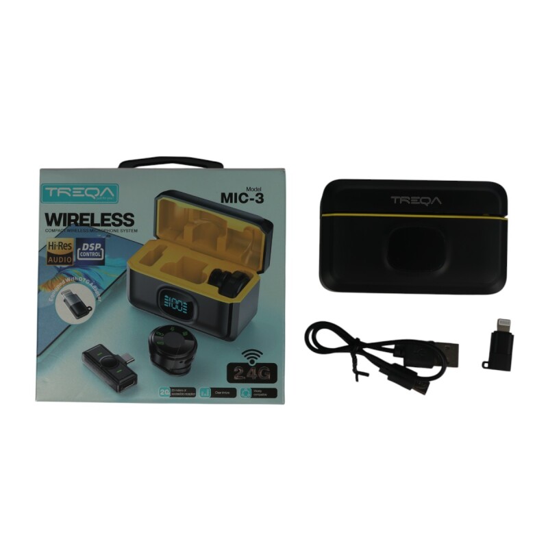 Micrófono inalámbrico solapero doble con estuche compatible Android y IOS Micrófono inalámbrico solapero doble con estuche compatible Android y IOS